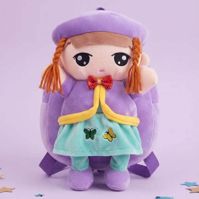 3D Cute Kuromi Inspired Plush School Bag for Baby Girls – Purple