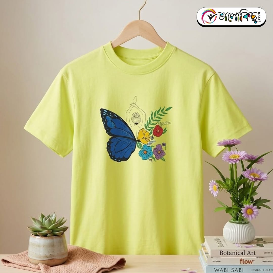 Butterfly & Yoga Floral Drop Shoulder