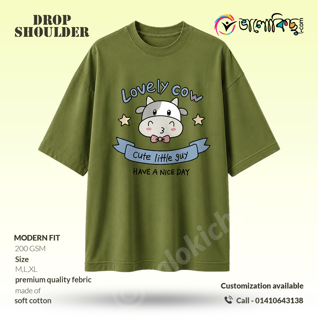Lovely Cow" Aesthetic Drop Shoulder