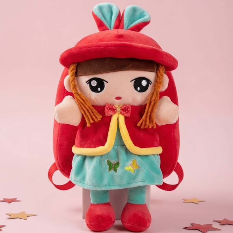 3D Cute Red Girl Doll Bag for Baby Girls – Red