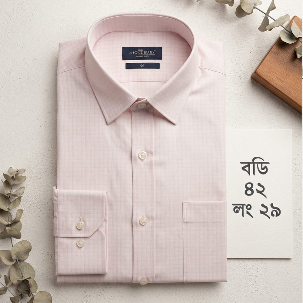 Premium Quality Light Pink Grid Check Shirt