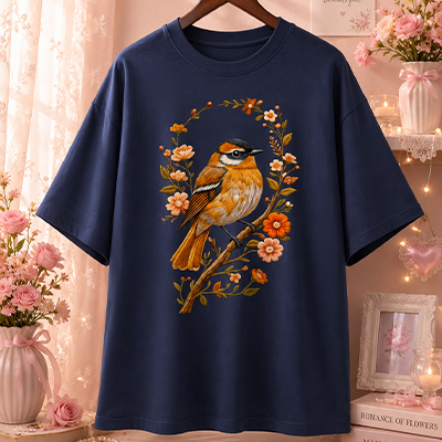 Bird on Floral Branch" Aesthetic