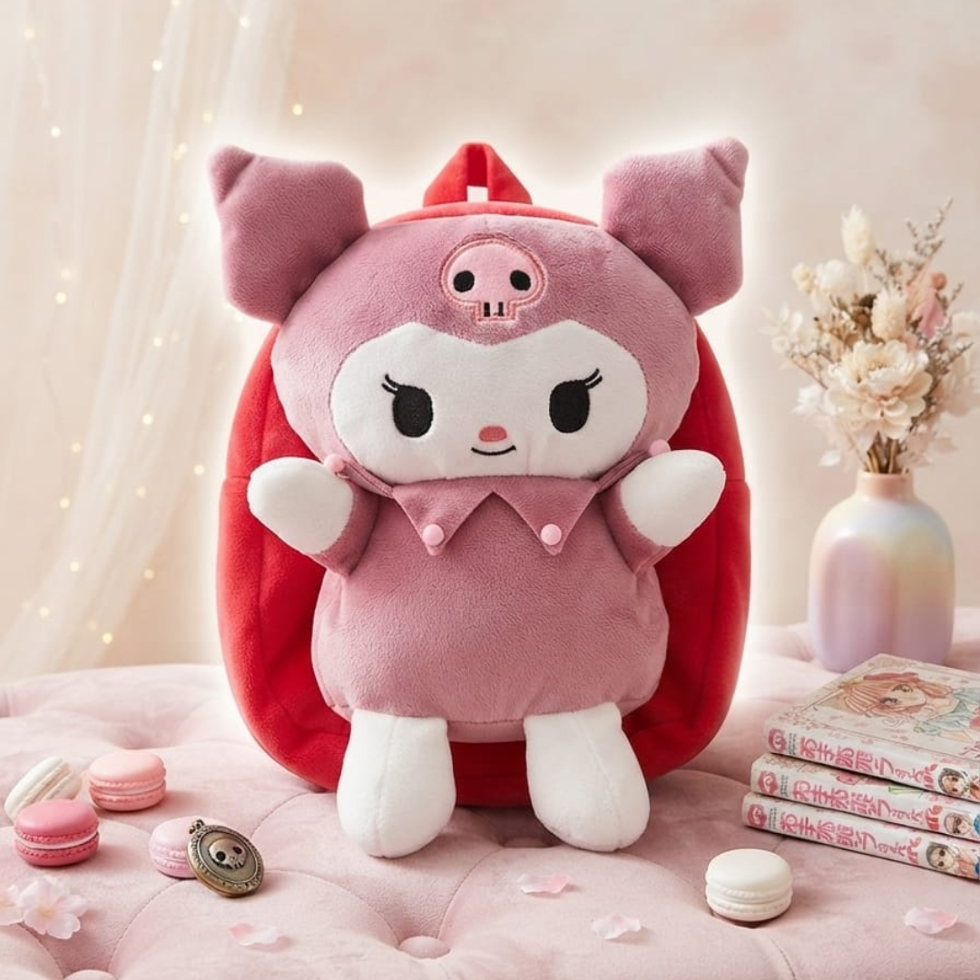 3D Sanrio Kuromi Plush Toy Backpack – Nude Red