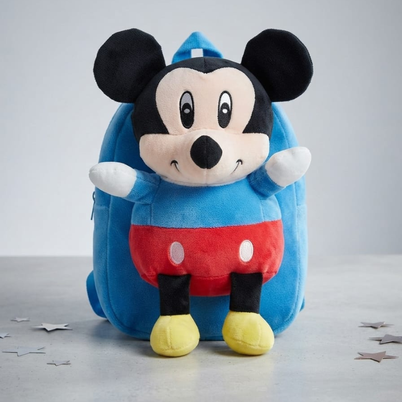 3D Blue Mickey Mouse Doll Backpack for Boys & Girls – Blue