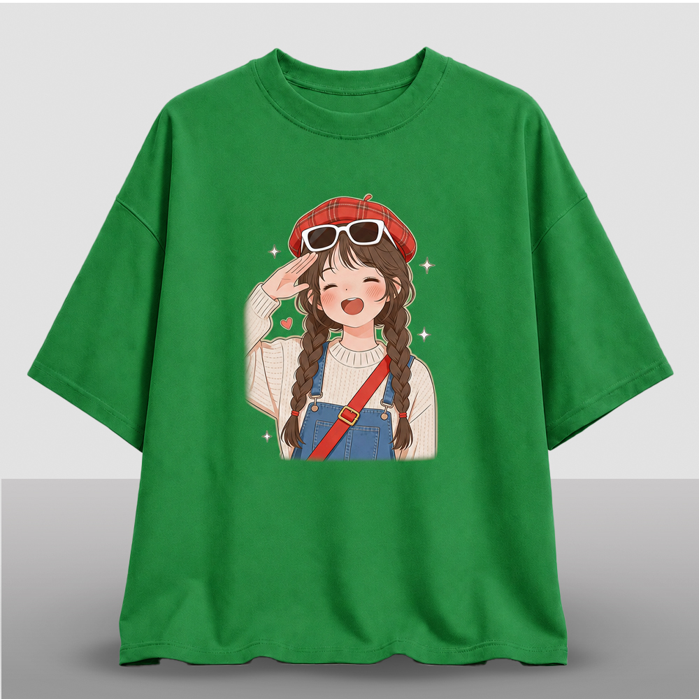 "Cheerful Salute" Aesthetic Drop Shoulder T-Shirt