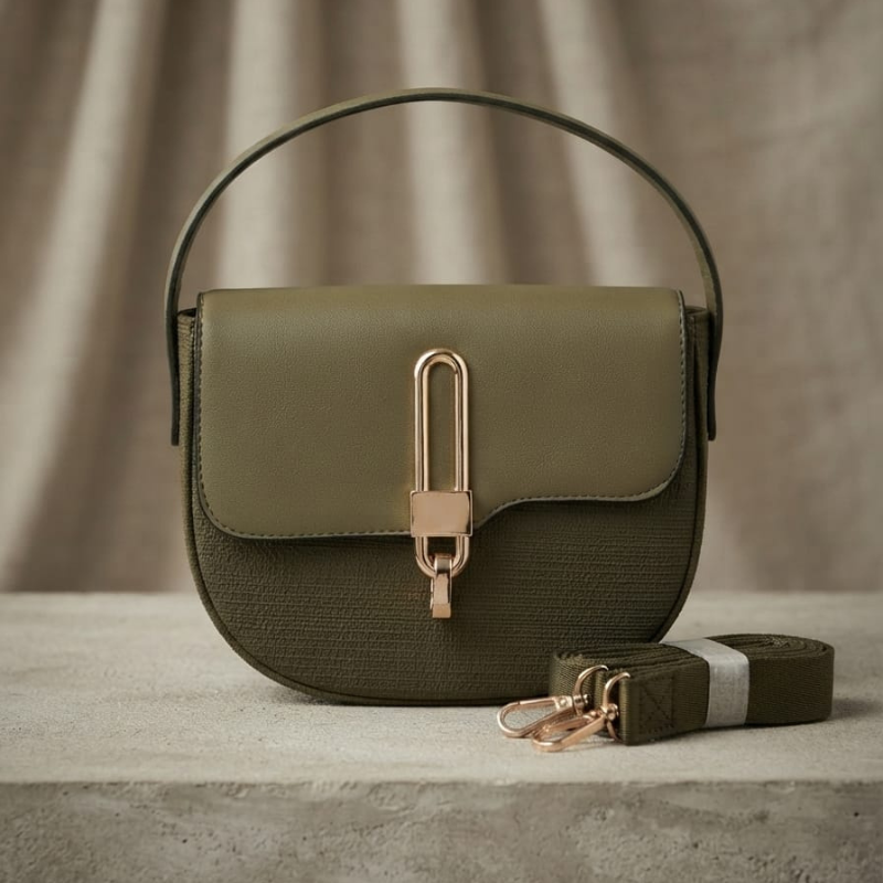 Classic Buckle Mini Handbag (Olive Green)