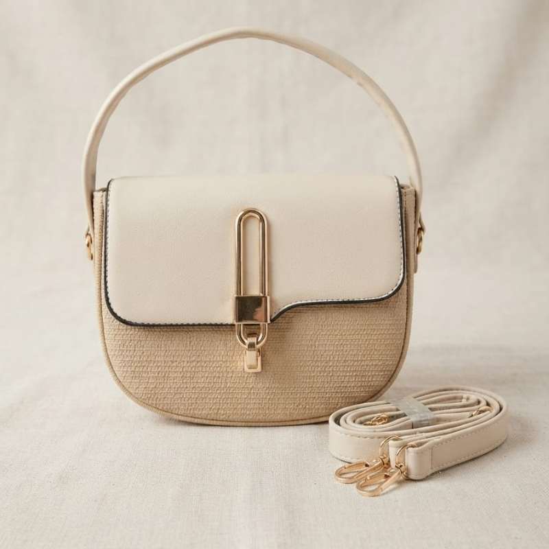 Classic Buckle Mini Handbag (Beige)