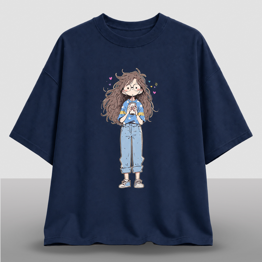 "Coffee Break" Aesthetic Drop Shoulder T-Shirt