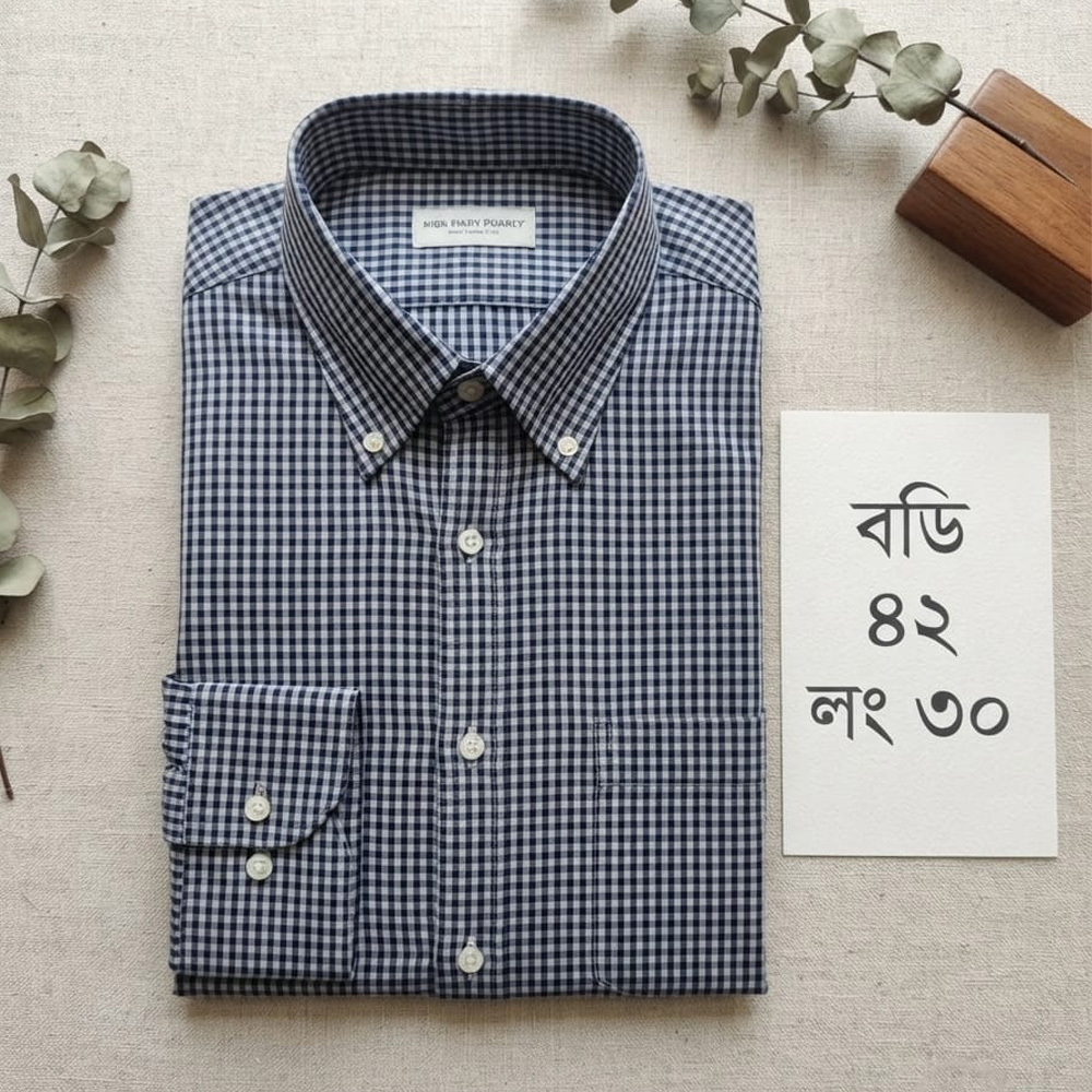 Premium Quality Navy Checkered Shirt - Body 42cm