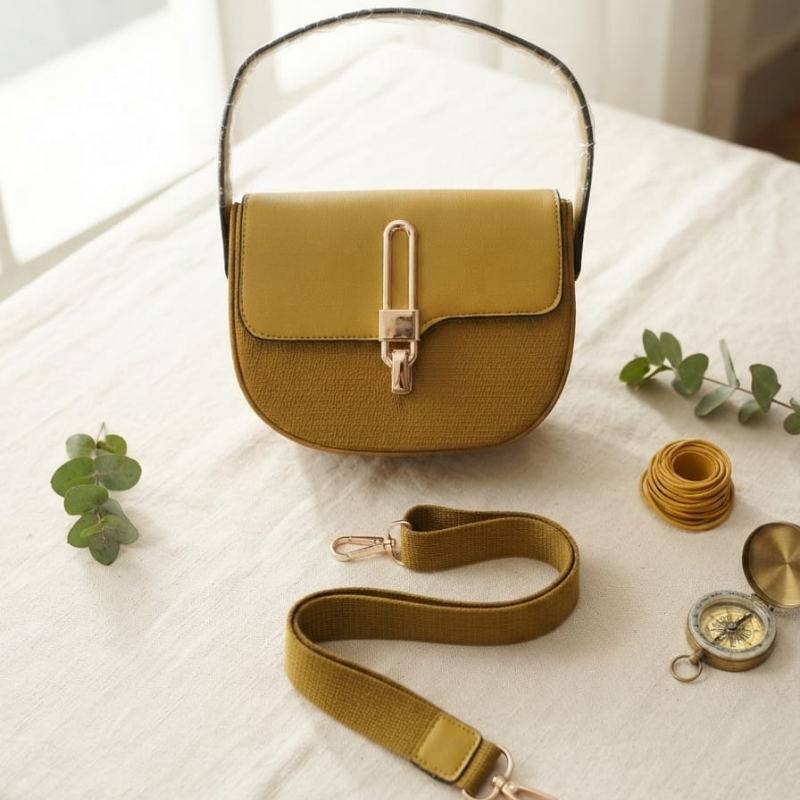 Classic Buckle Mini Handbag (Mustard Yellow)