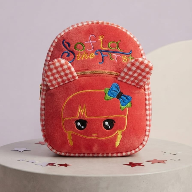 Sofia the First Cute Velvet/Plush Baby Bag - Red