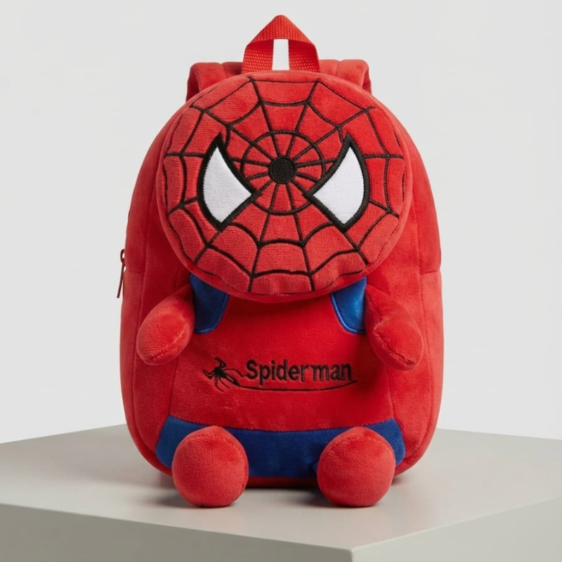 3D Spiderman Soft Plush Toy Backpack – Red