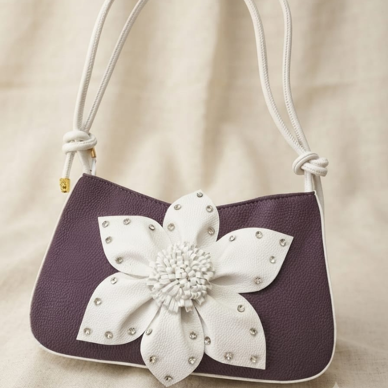 White Petal Mini Handbag (Purple)
