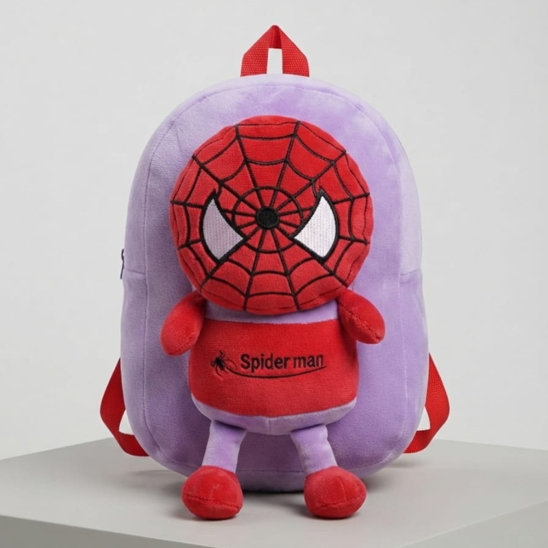 3D Spiderman Soft Plush Toy Backpack – Lavender / Purple