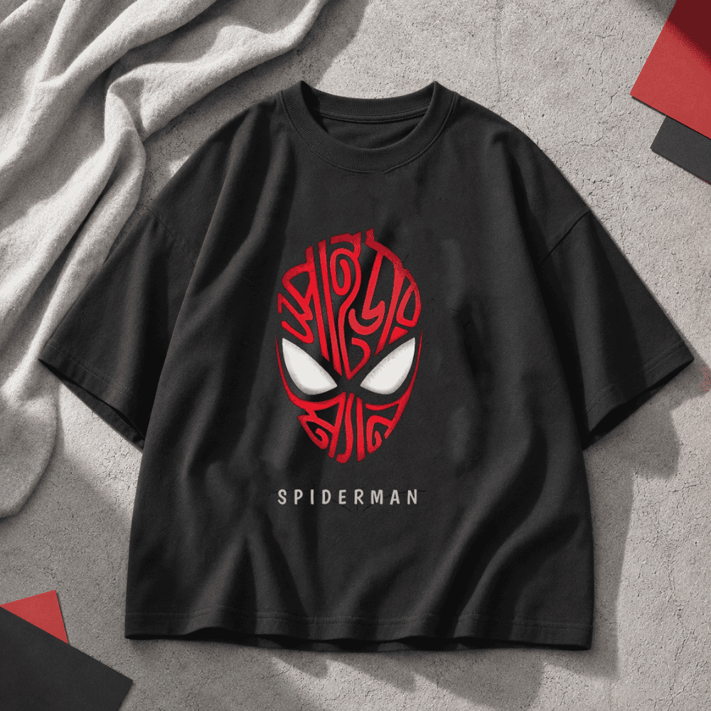 "Spider-Man Bangla Typography" Aesthetic Drop Shoulder T-Shirt