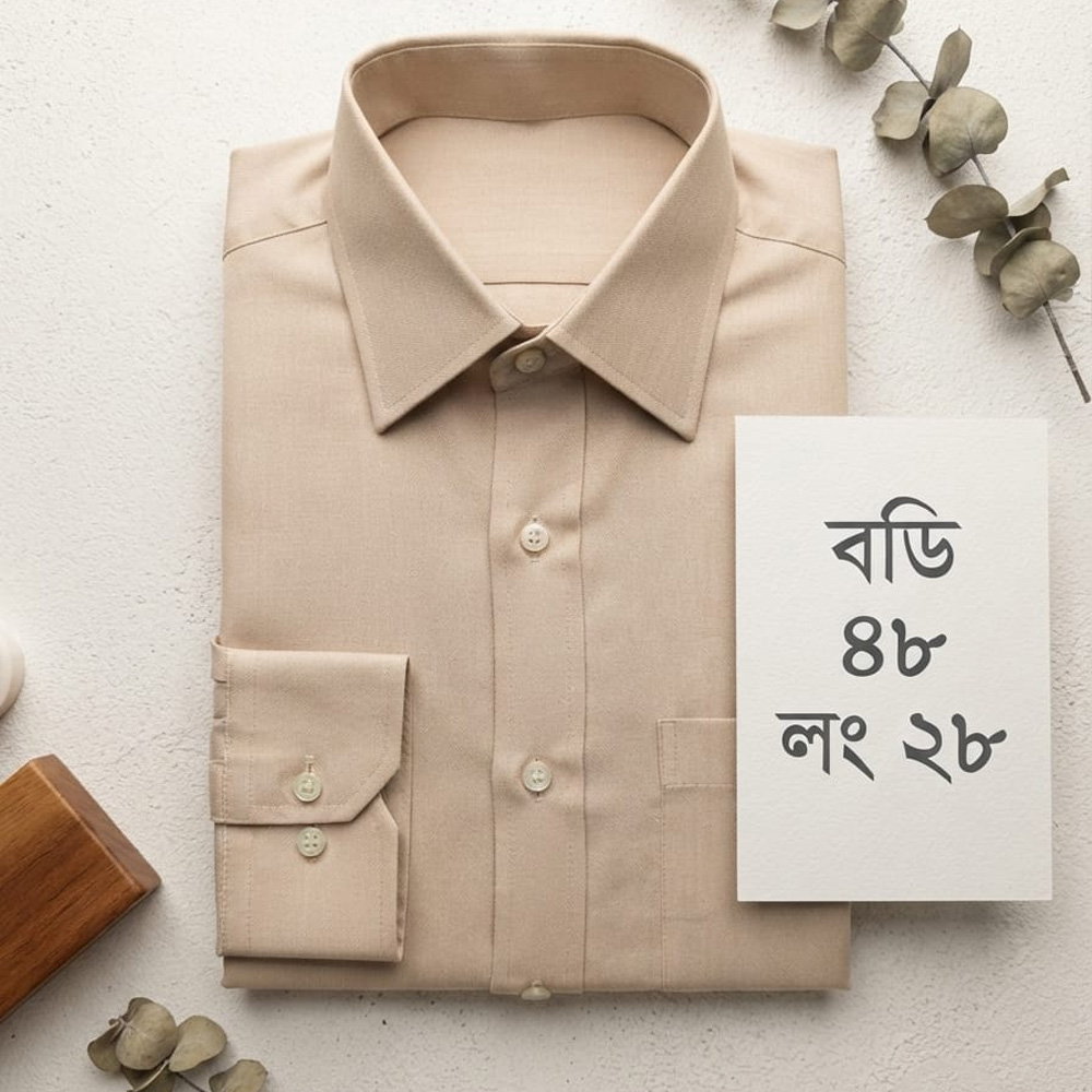 Premium Quality Tan Solid Shirt - Body 48cm