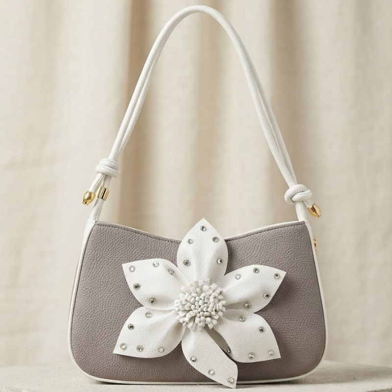 White Petal Mini Handbag (Grey)