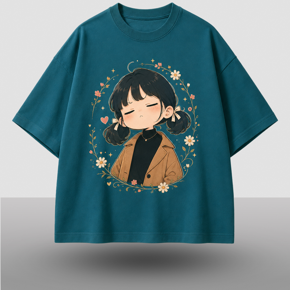 "Floral Portrait" Aesthetic Drop Shoulder T-Shirt