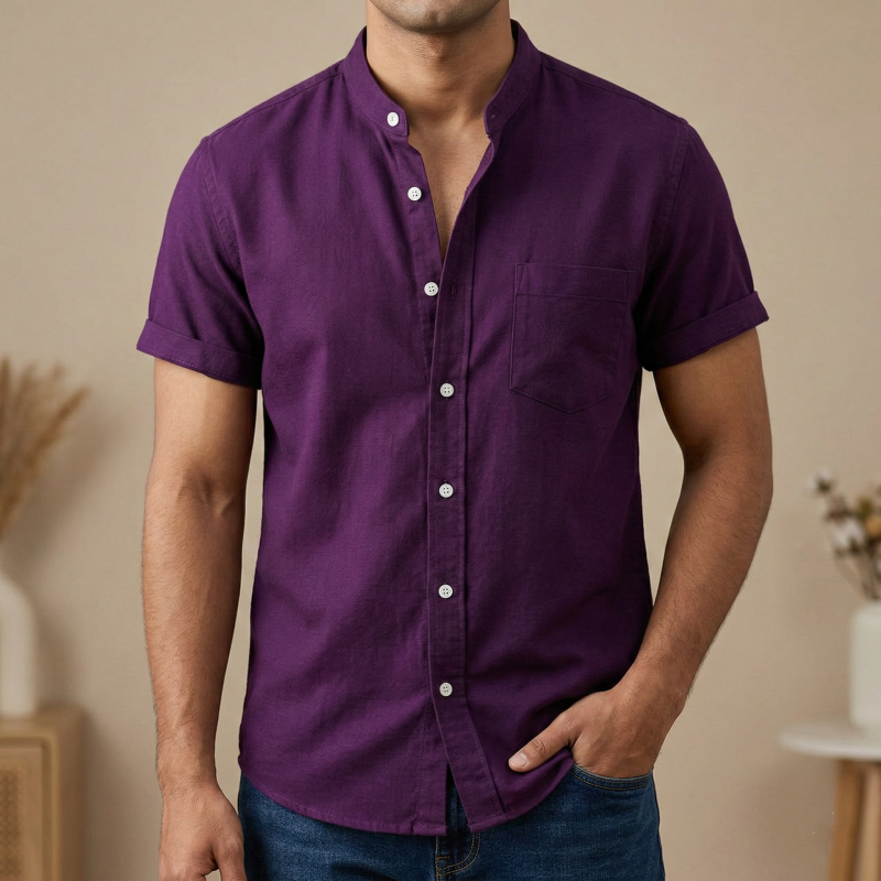 Fashionable half-sleeve shirt for men (Purple)