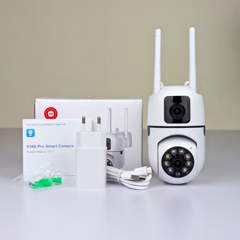 New V380 Mini Indoor PTZ Dual Lens Camera 4MP HD Smart Home WiFi Security for Baby Monitor Indoor Network Dual Lens Camera