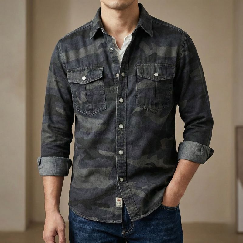 Full sleeves double pocket kemo printed Shirt