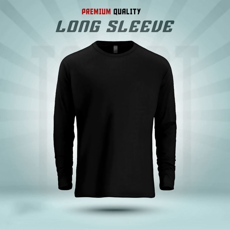 Men's Full Sleeve Solid T-Shirt- Black