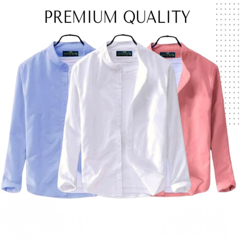 3 Pcs Combo Men's Ban Collar Cotton Shirt-