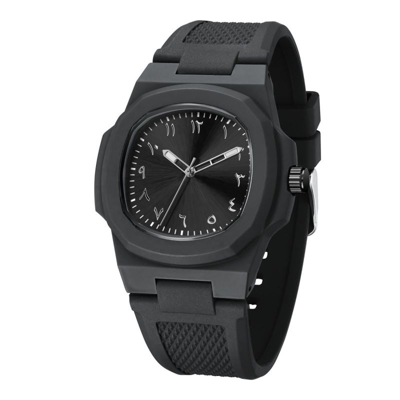 Custom Logo Arabic Dial Square Quartz Wristwatch – Luminous, Waterproof, Silicone Strap