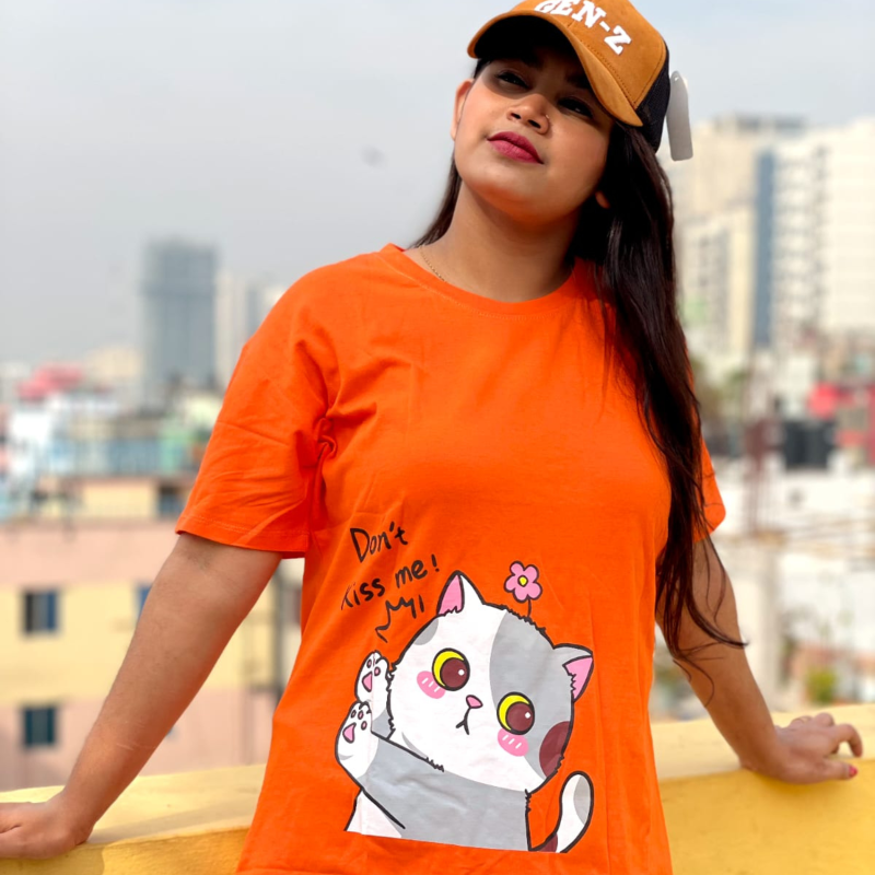 DTF Printed ladies  T shirt | Half Sleeve Plain | Regular Fit Ladies T Shirt for Women & Girls |