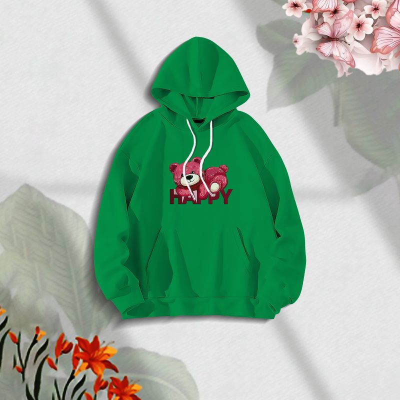 Premium Comfortable Stylish (Happy-green) Ladies winter hoodie