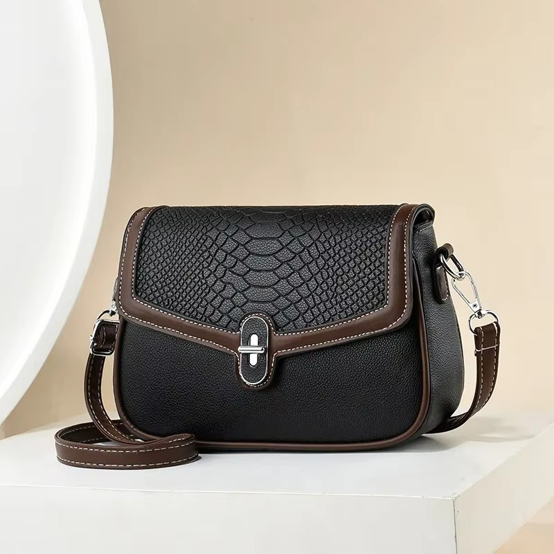 Small Handbags PU Leather High Quality Shoulder Bags(Black)