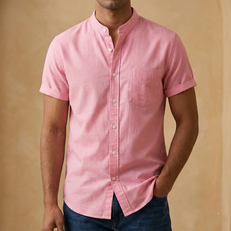 Fashionable half-sleeve shirt for men ( Pink )