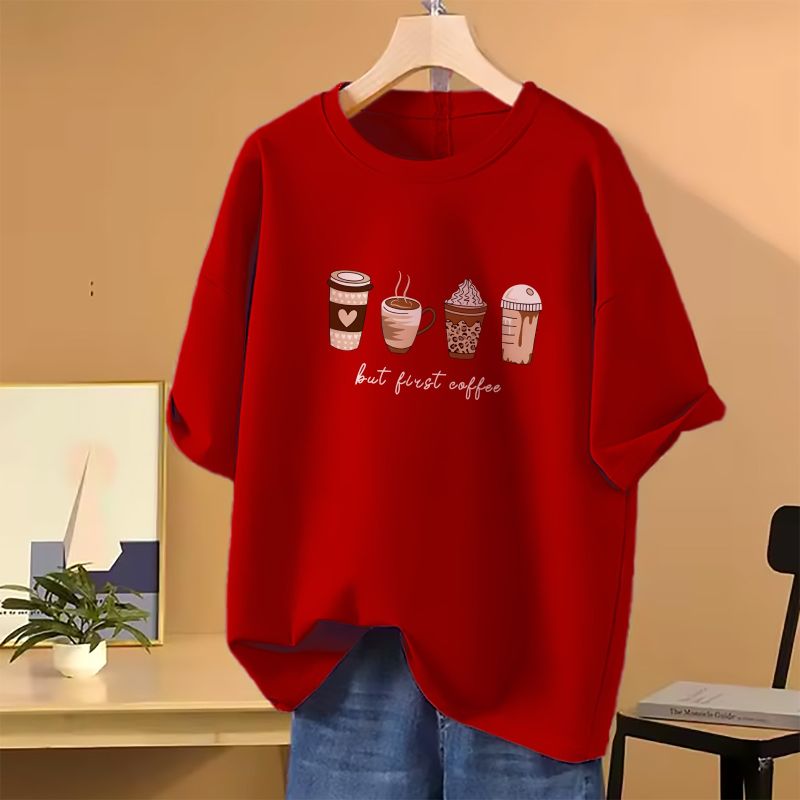 Drop shoulder T-shirt for Women (Red)