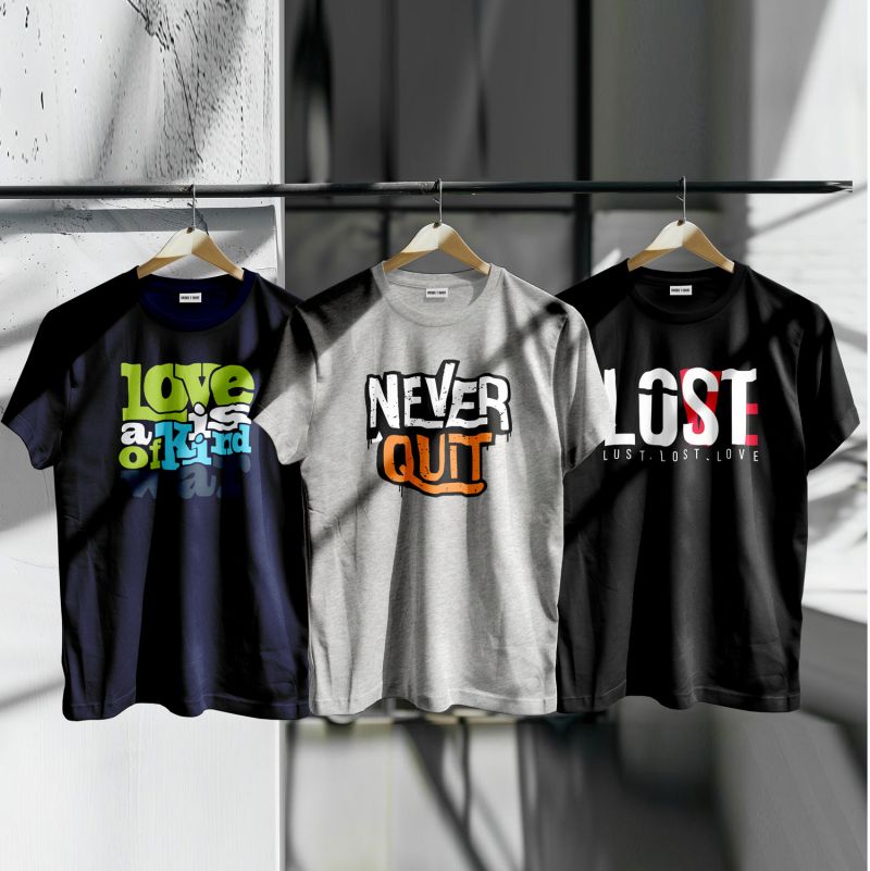 Unique Design Cotton T-Shirt 3-Piece Combo Pack