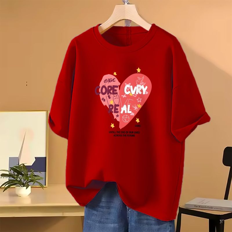 Drop shoulder T-shirt for Women (Red)