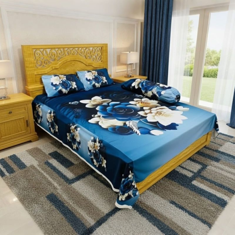 Water Proof China Premium 3D Design Bed Sheet King Size (7.8ft/6.8ft )