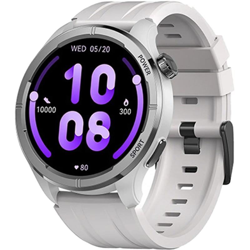 Haylou Solar Neo 1.53" Bluetooth Calling Smart Watch (Silicone+Woven) Strap- Silver