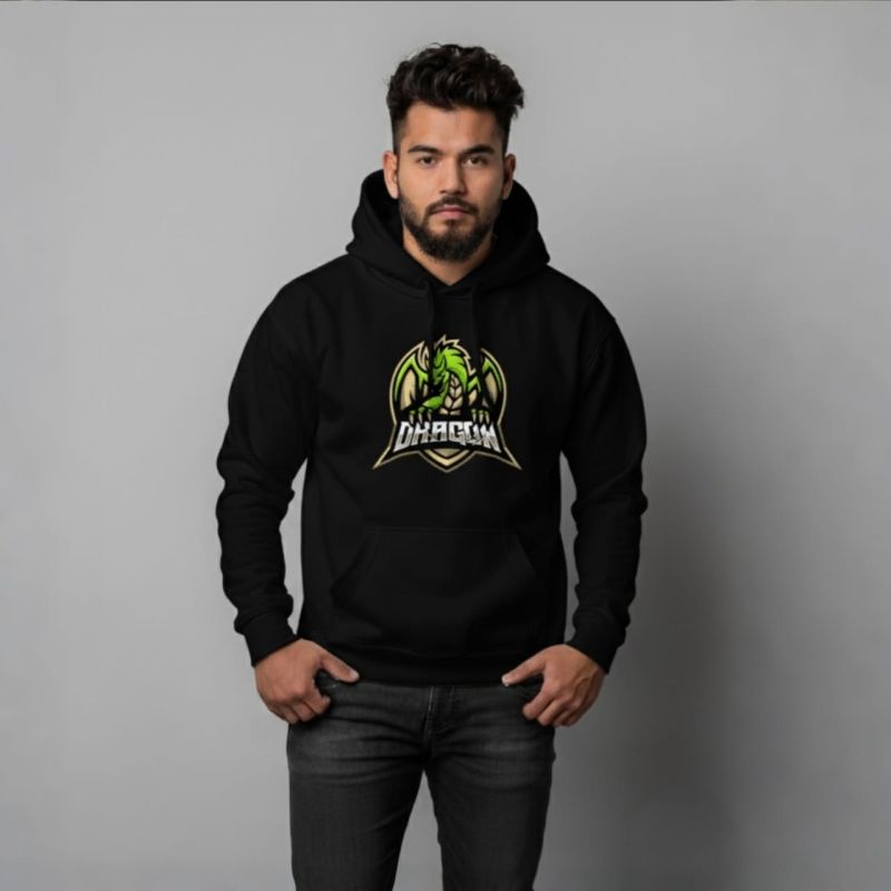 Men's premium printed hoodie (Black)