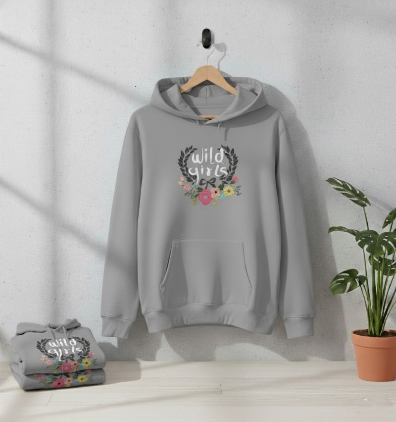 Premium Comfortable Printed Ladies Winter Hoodie ( Ash)
