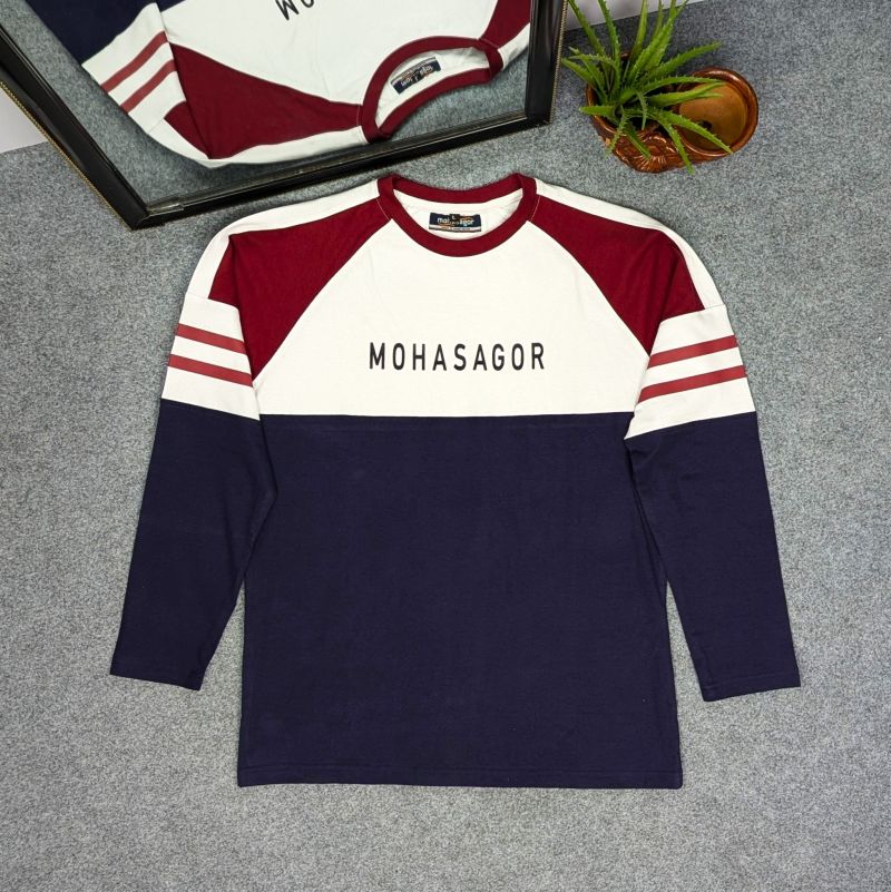 Men's Contrast Design T-Shirt- Navy