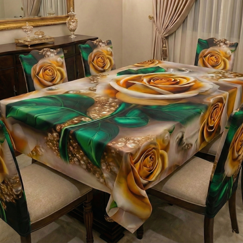 China Premium 3D Print Table Cloth Set