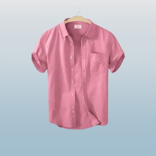Men's Stylish Half Sleev Casual Solid Shirt ( Pink )