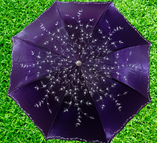 Ladies Fashionable And Elegant Anti Uv Sunshade Print Border Lace Umbrella