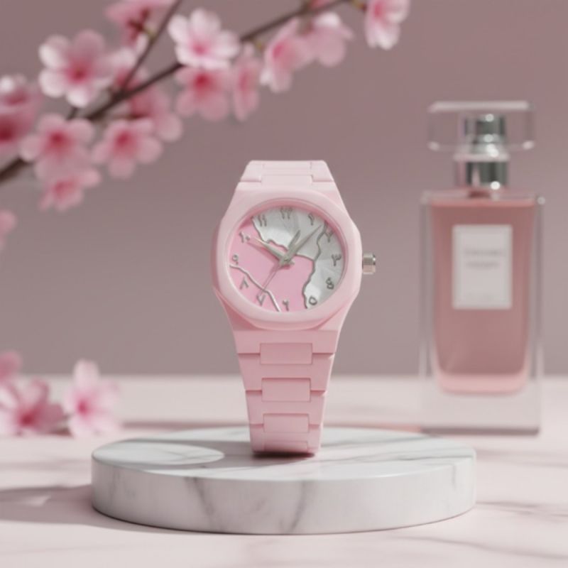 Arabic Dial Premium Marble Finish Watch with Butterfly Lock