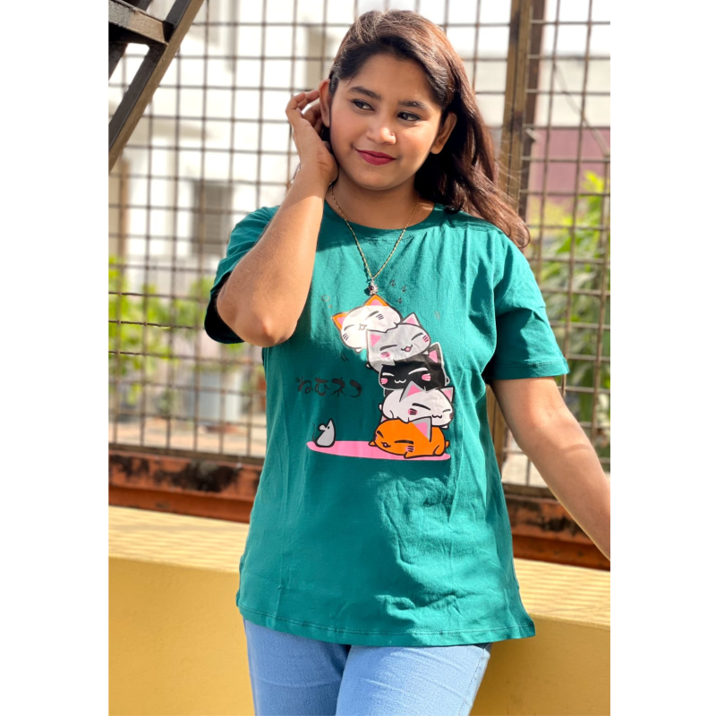 DTF Printed ladies  T shirt | Half Sleeve Plain | Regular Fit Ladies T Shirt for Women & Girls |