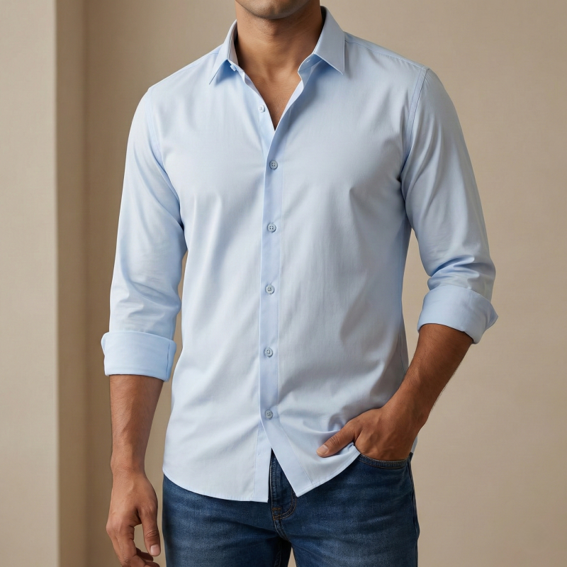 Premium China Micro Stig Shirt (Formal / Casual) (Light Sky)