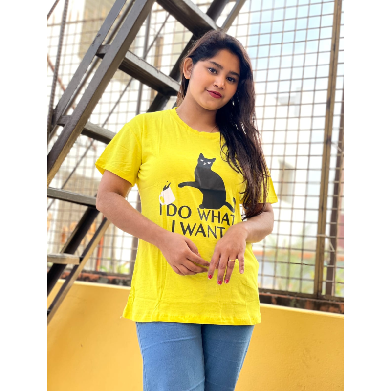 DTF Printed ladies  T shirt | Half Sleeve Plain | Regular Fit Ladies T Shirt for Women & Girls |