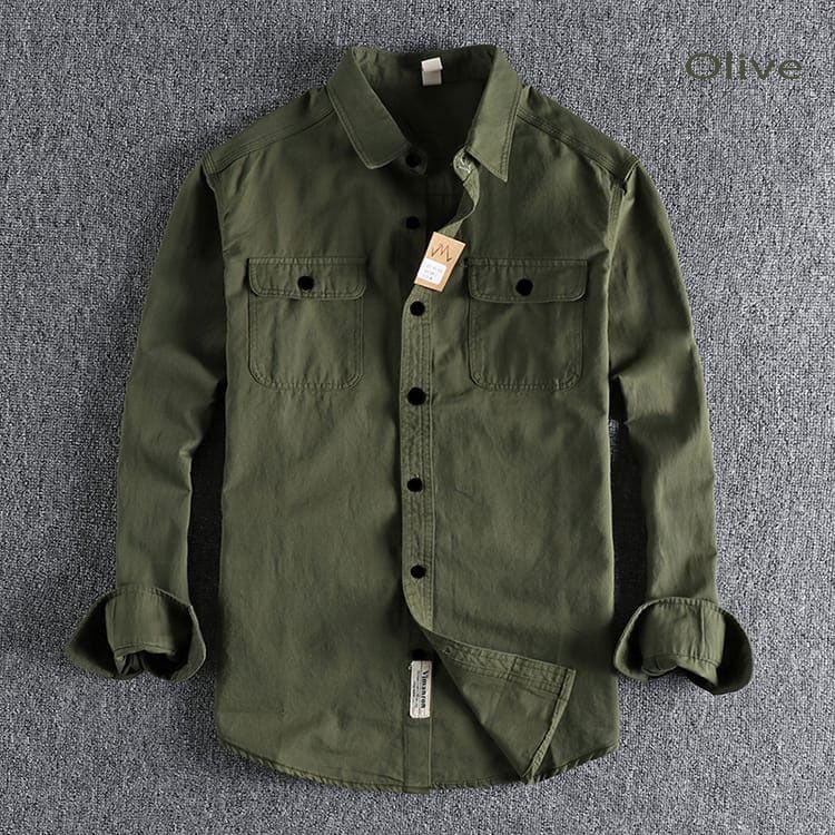 High Thickness Double Pocket Shirt  ( Green)