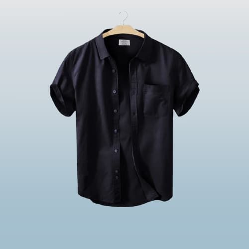 Men's Stylish Half Sleev Casual Solid Shirt ( Black )