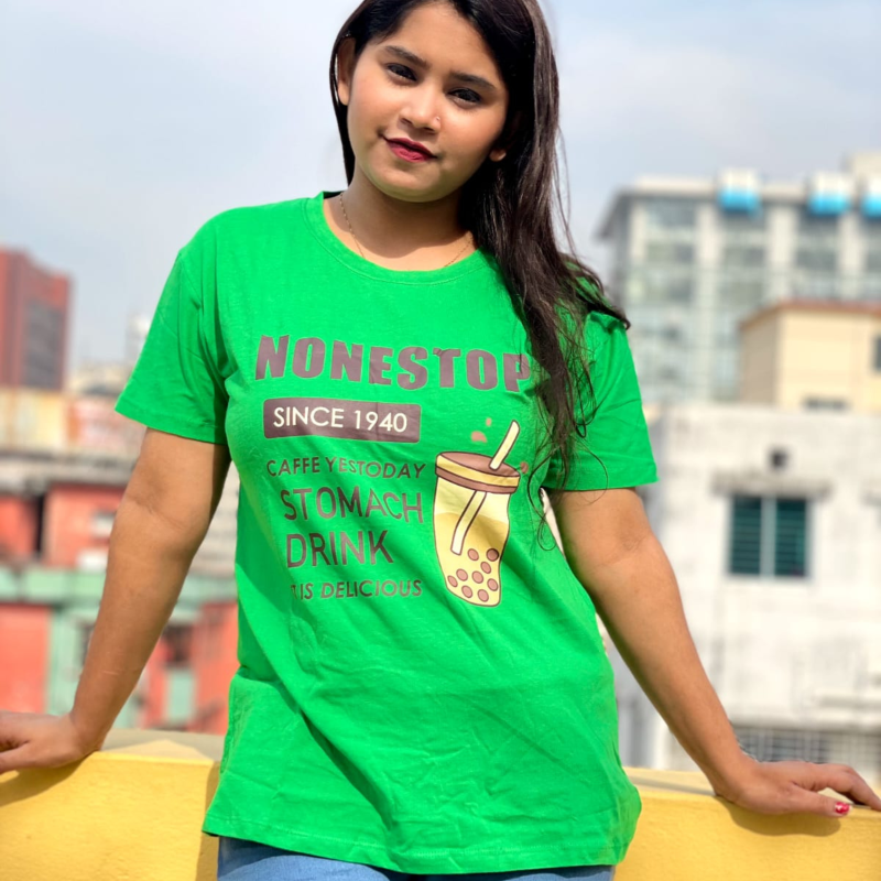 DTF Printed ladies  T shirt | Half Sleeve Plain | Regular Fit Ladies T Shirt for Women & Girls |